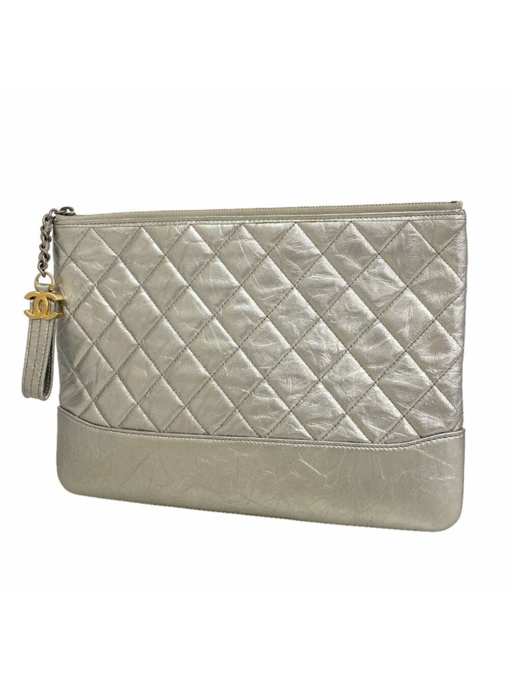 Chanel Clutch Gabrielle de Chanel Leather Silver Gold